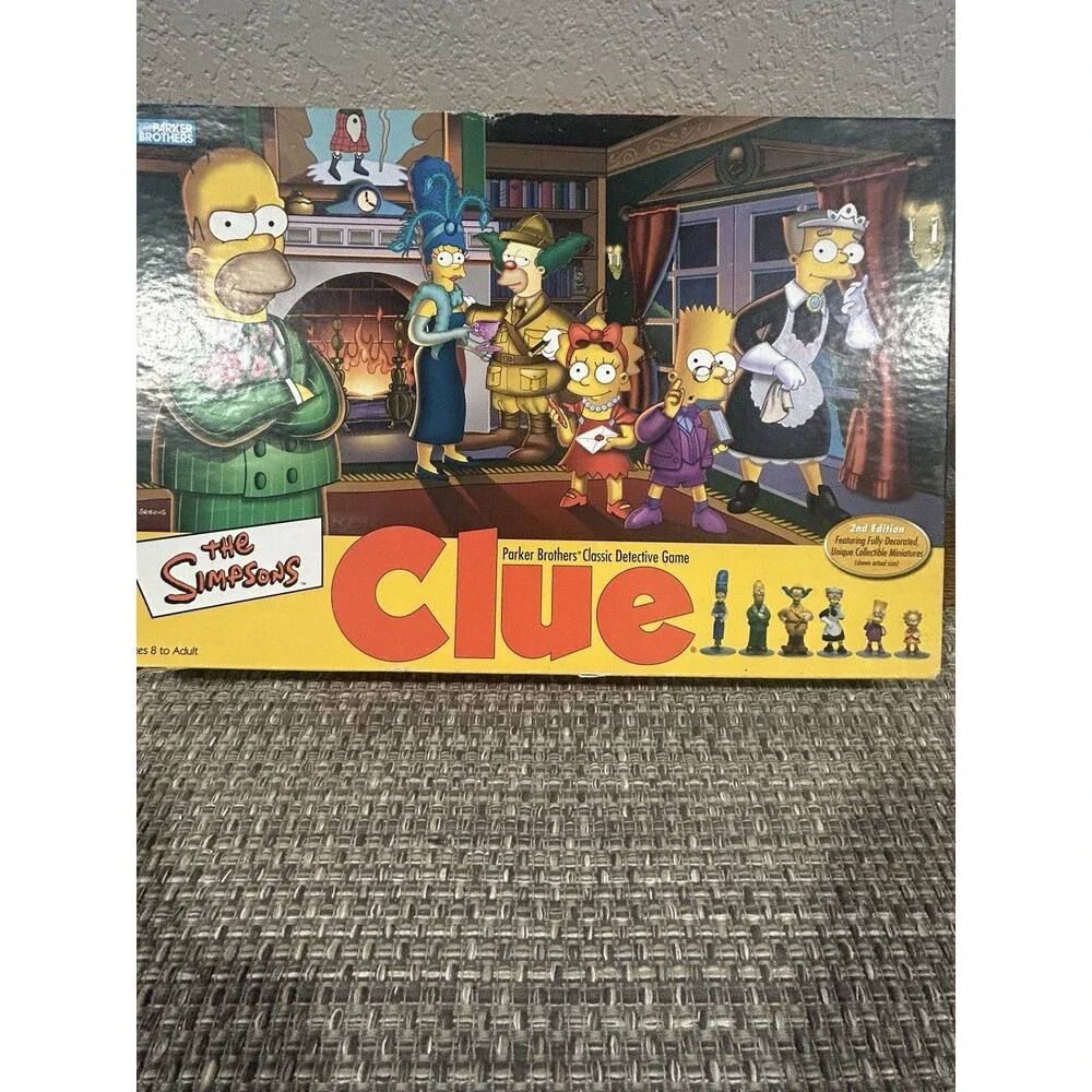 The Simpsons Edition Clue Board Game Parker Brothers 2002 2nd Edition